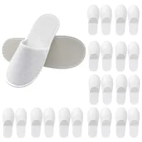 CUEMOON 12 Paar Gästepantoffeln, Einweg-Set, Unisex, für Hotel, Zuhause, Reisen, Badezimmer, Frottee, für Gäste für Reisen im Hotel und Spa - Einheitsgröße