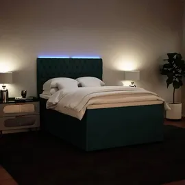 vidaXL Boxspringbett 140 x 200 cm Dunkelgrün