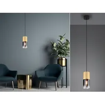 Trio Kleine 1-flg. Ø 10 cm Messing mit Rauchglas