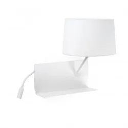 handy dx, weiße metall-wandleuchte mit led rechts, faro barcelona