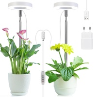 Cieex Pflanzenlampe LED, Pflanzenlicht für Zimmerpflanzen, 2 LEDs Pflanzenleuchte Wachsen licht Vollspektrum mit Zeitschaltuhr 2/4/8 Std mit USB Adapter und 4 Helligkeit