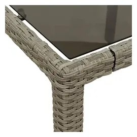 vidaXL Gartentisch mit Glasplatte Hellgrau 90x90x75 cm Poly Rattan