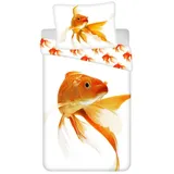 COFI 1453 Goldfisch Wendemotiv Orange/Weiß 140 x 200 cm + 70 x 90 cm