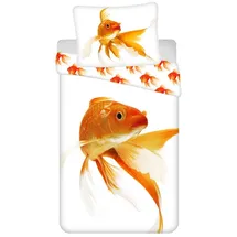 COFI 1453 Goldfisch Wendemotiv Orange/Weiß 140 x 200 cm + 70 x 90 cm