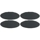 Novaliv 4x Schieferplatten I rund I 33x0,5 cm I Sushi Servier Set Servierplatte schwarz Steinplatte rund Slate Plate Käsebrett Runde Platte