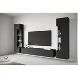 INOSIGN Wohnwand INOSIGN "Kenia, Vitrine Türanschlag links/rechts wechselbar", schwarz (graphite schwarz matt), Glas, Hartfaserplatte, Holzwerkstoff, Kunststoff, Kastenmöbel-Sets, Wohnwand, Vitrinen mit Eckverglasung, hängend und stehend montierbar