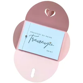 briefzauber Trauzeugin fragen - Karte mit Armband & Herzumschlag (Rosa-Schreibschrift)
