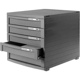 HAN 1505-191, Schubladenbox Contur, Modernes Organisationssystem, Ausbaubar, Premium Qualität für die Professionelle Organisation, Dunkelgrau, 5 Schubladen(hoch)