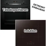 Bosch Backofen Kochfeld Set Teleskopauszug 3D Heissluft Hydrolyse Induktion Booster Schwarz Touch Slider