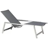 CASA DOMA Gartenliege Mineo move, Sonnenliege, mit Gasdruckfeder, 2 Rollen, stufenlos verstellbare Outdoor-Liege, Edelstahl, Sunproof® Sling, Liegefläche 200x60 cm, Armlehnen Alu silberfarben