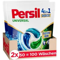 Persil Universal 4in1 DISCS (100 Waschladungen), Universal Waschmittel mit Tiefenrein Technologie, Vollwaschmittel für reine Wäsche und hygienische Frische für die Maschine