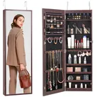 VEVOR Schmuckschrank Spiegelschrank Schmuckaufbewahrung 108cm Wandmontage Braun