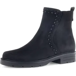 Stiefelette GABOR, Damen, Gr. 38,5, schwarz (schwarz, nieten), Nubukleder, unifarben, klassisch, Schuhe, Blockabsatz, Komfortschuh, Boots mit glänzenden Nieten