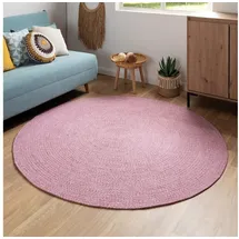 Steffensmeier Teppich Bali | 100% Baumwolle, Rosa meliert, handgefertigt, Größe: Ø 120 cm | Flur, Eingangsbereich, Wohnzimmer
