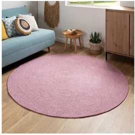 Steffensmeier Teppich Bali | 100% Baumwolle, Rosa meliert, handgefertigt, Größe: Ø 120 cm | Flur, Eingangsbereich, Wohnzimmer