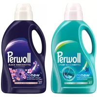 Perwoll Black Blütenmeer & Sport (2x 1,35l) Feinwaschmittel (Spar-Set, [2-St. erneuert dunkle Farben und Fasern & Hygiene Waschmittel entfernt schlechte Gerüche)