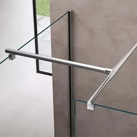 doporro Luxus Duschwand Duschabtrennung 120x90 Walk-in Dusche aus 2 festen Glaselementen mit Stabilisator aus Echtglas 8mm Esg-sicherheitsglas Klar...