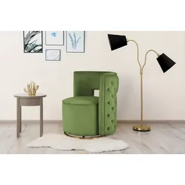 Kayoom Sessel KAYOOM "Drehsessel Beverly 125, drehbar, Gestell aus Eisen,samtige Oberfläch", grün (pistachio, grün), B:74cm H:77,5cm T:66,5cm, Bezug:Polyester (Samt) Korpus:MDF, Sperrholz Gestell:Eisen, Sessel, Sessel, rund, glamourös, gesteppter Rücken,