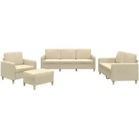 VidaXL 4-tlg. Sofagarnitur mit Kissen Creme Stoff