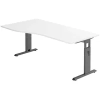 Bümö Schreibtisch Weiß, Graphit, Nachbildung, Rechteckig, 180x74x100 cm, FSC
