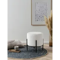 SalesFever Polsterhocker rund Ø35 cm Cord-Optik Beige/Schwarz 35 x 38 x 35 cm