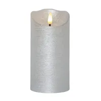 Star Trading Rustik LED Echtwachs Stumpenkerze 15 cm silber