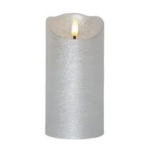 Star Trading Rustik LED Echtwachs Stumpenkerze 15 cm silber