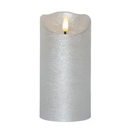 Star Trading Rustik LED Echtwachs Stumpenkerze 15 cm silber