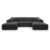 beautysofa Ecksofa mit Schlaffunktion CORSO U, Farbe: Graphit (Poso34) - Dunkelgrau