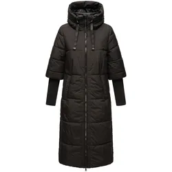Steppmantel NAVAHOO "Ciao Miau XIV", Damen, Gr. XS (34), schwarz, Oberstoff: 100% Polyester, Futter: 100% Polyester, Wattierung: 100% Polyester, Ärmelfutter: 100% Polyester, modisch, oversize ca. Mitte Wade, Langarm eng Rippstrickbündchen krempelbar, Mäntel, Langer Wintermantel mit Rippstrickärmel