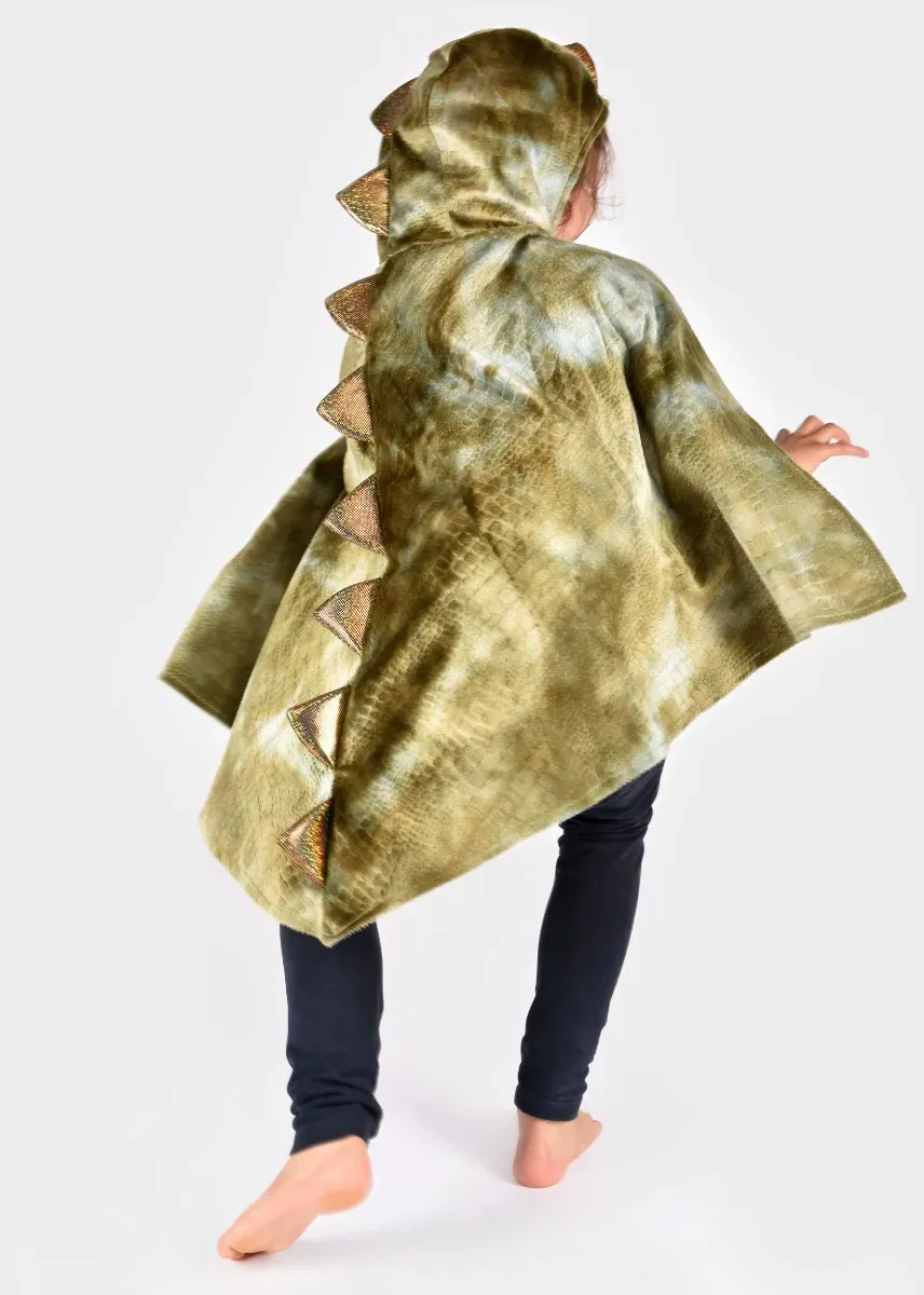 Dinosaurier Kinderkostüm Umhang mit Kapuze bunt Polyester 3-8 Jahre - Den Goda Fen - Leichter Stoff, Klettverschluss, spielstarkes Design