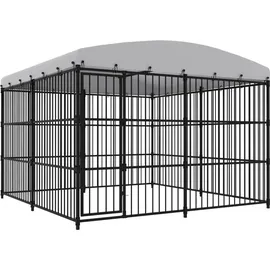 vidaXL Outdoor-Hundezwinger mit Überdachung 300 x 300 x 210 cm Stahl Schwarz
