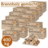 Flameup Kaminholz Brennholz Kaminholz gemischt 5 - 500 kg Holz Hartholz Weichholz 25 cm, 400 kg