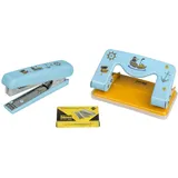 IDENA Locher - Heftgerät Piraten, hellblau