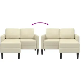 vidaXL 2-Sitzer-Sofa mit Chaiselongue L-Form Creme 125 cm Kunstleder