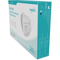EUROPAPA 20x FFP2 Weiss Atemschutzmaske 5-Lagen Staubschutzmasken einzeln Verpackt