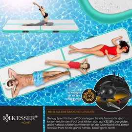 Kesser KESSER® Turnmatte Aufblasbar Airtrack Fitness-Matte Gymnastikmatte inkl. Tragetasche & elektr. Luftpumpe Yogamatte, Tumbling Matten, Trainingsmatte, Turn- & Fitness