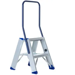 ASC Eurostairs Stufenstehleiter zweiseitig eloxiert mit Bügel 2 Stufen