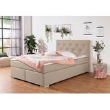 Home Affaire Boxbett HOME AFFAIRE "Tynan", beige (beige, creme), B:154cm L:210cm, Komplettbetten, Boxspringbett, wahlweise mit Bettkasten, in H2, H3 & H4 erhältilich