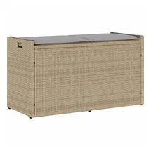 vidaXL Sitzbank Outdoor mit Stauraum und Kissen Beige 100 cm