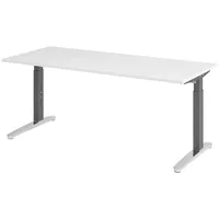 Bümö Schreibtisch Weiß, Graphit, Nachbildung, Rechteckig, 180x74x80 cm, FSC