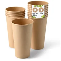 BIOZOYG Kaffeebecher Pappbecher 0,5 l Braun 50 St.