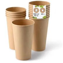 BIOZOYG Kaffeebecher Pappbecher 0,5 l Braun 50 St.
