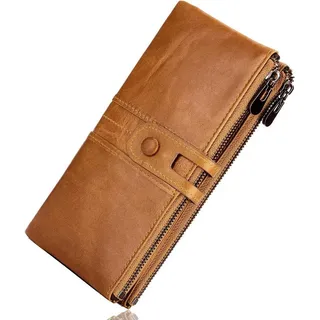 ROULENS Geldbörse für Damen, Echtleder, Kartenhalter, für Telefon, Scheckbuch, Organizer, Reißverschluss, Münzbörse - - Large