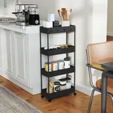 Homcom Küchenwagen Stahl Kunststoff 40L x 19B x 90H cm-Schwarz | Gr.: onesize