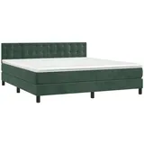 vidaXL Boxspringbett mit Matratze Dunkelgrün 160x200 cm Samt