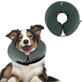 XIMEY Aufblasbare Halskrause Hund, Halskrause Hund, Halskrausen Hunde, für den Postoperativen Schutz Kopf, Brust und Bauch (Grau, L)