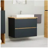 GARLIVO Waschbeckenunterschrank GLB-80 mit Schubladen, Badezimmer Waschtischunterschrank, Anthrazit Breite 80 cm, Soft-Close, Push-to-open/Tip-on, hängend braun