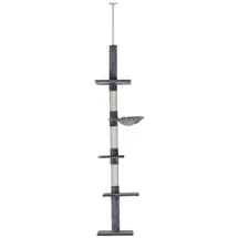 PawHut Kratzbaum Deckenhoch höhenverstellbar, stabiler Katzenbaum mit Sisalsäulen, Katzen Kletterbaum, Grau, 40 x 34 x 230-260 cm
