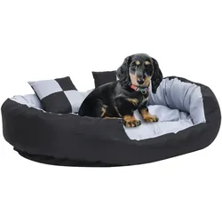 Hundekissen Wendbar und Waschbar Grau und Schwarz 110x80x23 cm